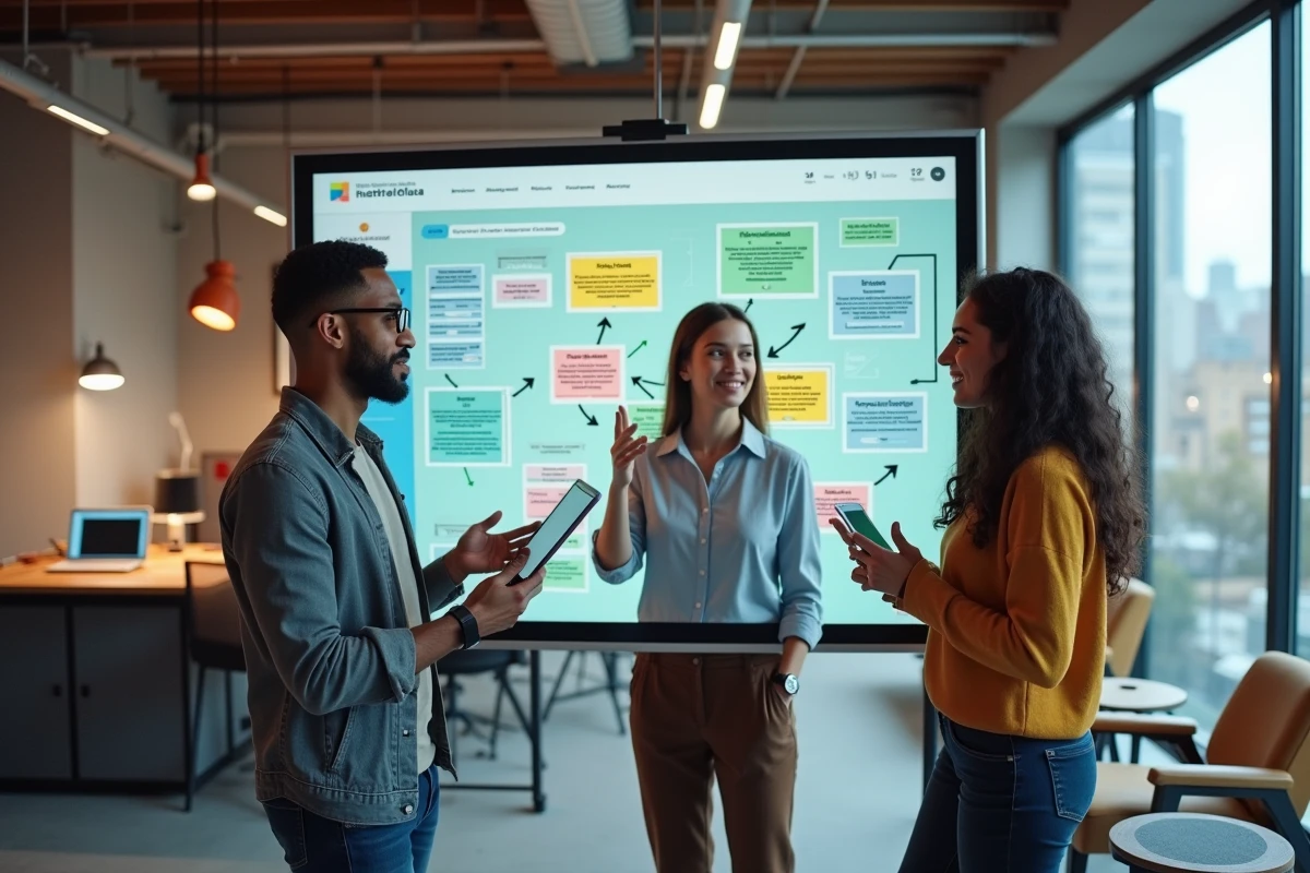 Groupe de développeurs web collaborant autour d